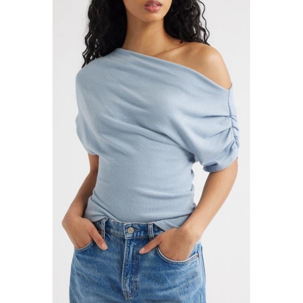 Reformation Women's Blue Iris One-Shoulder Knit Top MSRP $98 NWT SIZE S